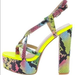 Woman’s lime snake heels